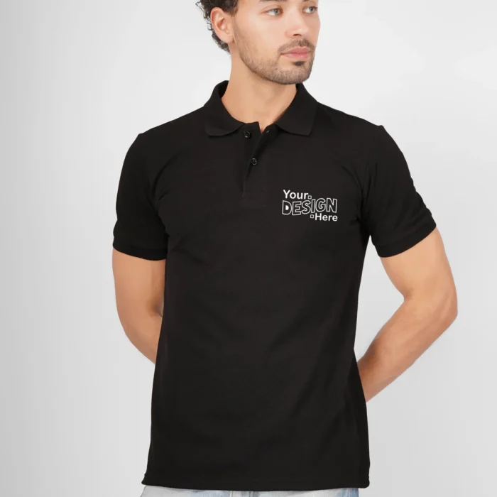 Black Cotton Polo T-Shirt