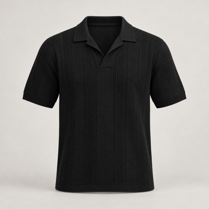 Obsidian Textured Knit Polo