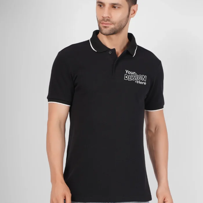 Premium Tipped Polo T-Shirt (Black-White)