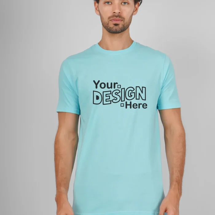Sky Blue Cotton Round Neck T-Shirt